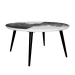 Table basse avec plateau  peinture abstraite argent - l80 cm