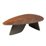 Table basse plateau plaquage noyer pieds laqu kaki mat