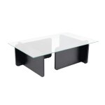 Table basse avec plateau en verre l105 cm - effet bois noir