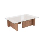 Table basse avec plateau en verre l105 cm - effet pin atlantique Table basse avec plateau en verre l105 cm - effet pin atlantique