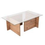 Table basse avec plateau en verre l105 cm - effet pin atlantique Table basse avec plateau en verre l105 cm - effet pin atlantique