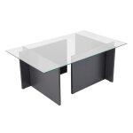 Table basse avec plateau en verre l105 cm - gris anthracite