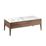 Table basse en porcelaine blanc et effet bois noyer Table basse en porcelaine blanc et effet bois noyer