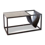 Table basse porte - revue en pierre et mtal noir