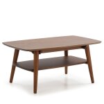 Table basse rectangulaire, bois massif couleur noyer, 100 cm longueur Table basse rectangulaire, bois massif couleur noyer, 100 cm longueur