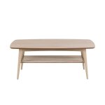 Table basse rectangulaire en chne blanchi 1 tablette