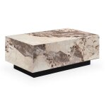 Table basse rectangulaire marbre d'ingénierie beige et marron Table basse rectangulaire marbre d'ingénierie beige et marron