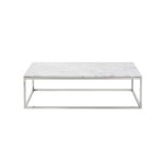 Table basse rectangulaire en marbre et métal blanche Table basse rectangulaire en marbre et métal blanche