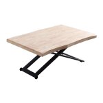 Table basse rehaussable en bois et acier noir