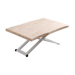 Table basse rehaussable en chêne et acier blanc Table basse rehaussable en chêne et acier blanc