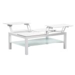 Table basse relevable blanche en aluminium l113 x p73 x h39 cm Table basse relevable blanche en aluminium l113 x p73 x h39 cm