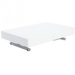 Table basse relevable extensible acier et panneaux de particules blanc