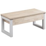 Table basse relevable et extensible bois et acier l120 cm