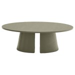 Table basse ronde 110cm en bois et pied central rond vert fonc