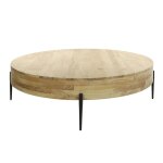 Table basse ronde 120 cm en bois massif style contemporain