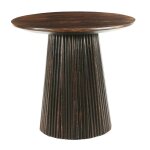 Table basse ronde d. 50 cm en manguier massif teinté noyer Table basse ronde d. 50 cm en manguier massif teinté noyer