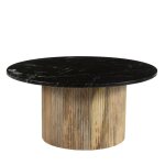 Table basse ronde 70 cm en marbre noir et bois massif Table basse ronde 70 cm en marbre noir et bois massif