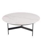 Table basse ronde 78x78cm plateau effet marbre piètement métal Table basse ronde 78x78cm plateau effet marbre piètement métal