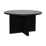 Table basse ronde 80 cm scandinave effet bois noir
