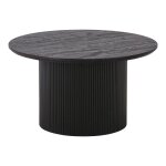 Table basse ronde 80cm pieds relief mdf effet bois fonc