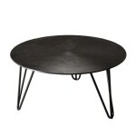 Table basse ronde aluminium noir pieds épingles métal noir d75 Table basse ronde aluminium noir pieds épingles métal noir d75