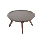 Table basse ronde en béton gris et pieds en acacia d80 Table basse ronde en béton gris et pieds en acacia d80