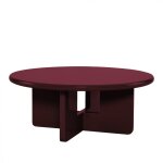 Table basse ronde en bois laqu 80cm - bordeaux