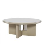 Table basse ronde en bois laqu� �80cm - gr�ge