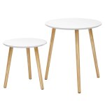 Tables basses ronde bois de pin effet bois blanc boisée Tables basses ronde bois de pin effet bois blanc boisée