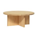 Table basse ronde en bois de pin massif naturel 85cm non verni
