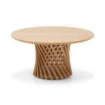 Table basse ronde en ch�ne massif �80 cm, finition mat