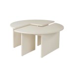 Table basse ronde design puzzle - décor bois blanc Table basse ronde design puzzle - décor bois blanc