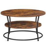 Table basse table ronde effet bois marron rustique et noir Table basse table ronde effet bois marron rustique et noir