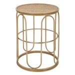 Table basse ronde en fer et bois brun  40x55 cm