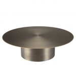 Table basse ronde en fer noir et bordure dore d120