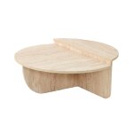 Table basse ronde grand format effet travertin beige Table basse ronde grand format effet travertin beige