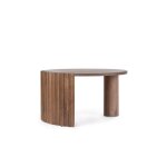 Table basse ronde en manguier brun contemporaine d80