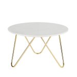 Table basse ronde en marbre et mtal coloris laiton d75