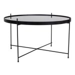 Table basse ronde en m�tal 70cm plateau verre natou m�tal + verre