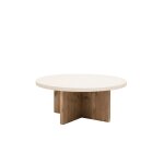 Table basse ronde en microciment blanc cassé et vieilli Ø80x33cm Table basse ronde en microciment blanc cassé et vieilli Ø80x33cm