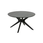 Table basse ronde noire en chne 4 pieds d80