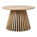 Table basse ronde pied central relief mdf placage chne clair