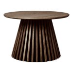 Table basse ronde pied central relief mdf placage chne fum