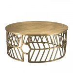 Table basse ronde pietement graphique aluminium doré d89 Table basse ronde pietement graphique aluminium doré d89