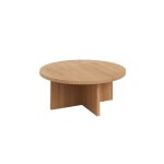 Table basse ronde en pin massif verni couleur chne 85 cm