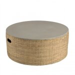 Table basse ronde plateau en béton socle en bambou naturel Table basse ronde plateau en béton socle en bambou naturel