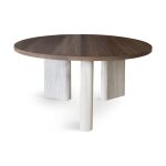 Table basse ronde avec plateau fonc et pied en effet travertin 80cm