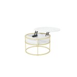 Table basse ronde relevable  2 niveaux blanc