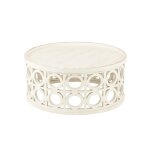 Table basse ronde sculptée en bois d78 blanc Table basse ronde sculptée en bois d78 blanc