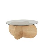 Table basse ronde en verre trempé et bois ø75cm - bois clair Table basse ronde en verre trempé et bois ø75cm - bois clair